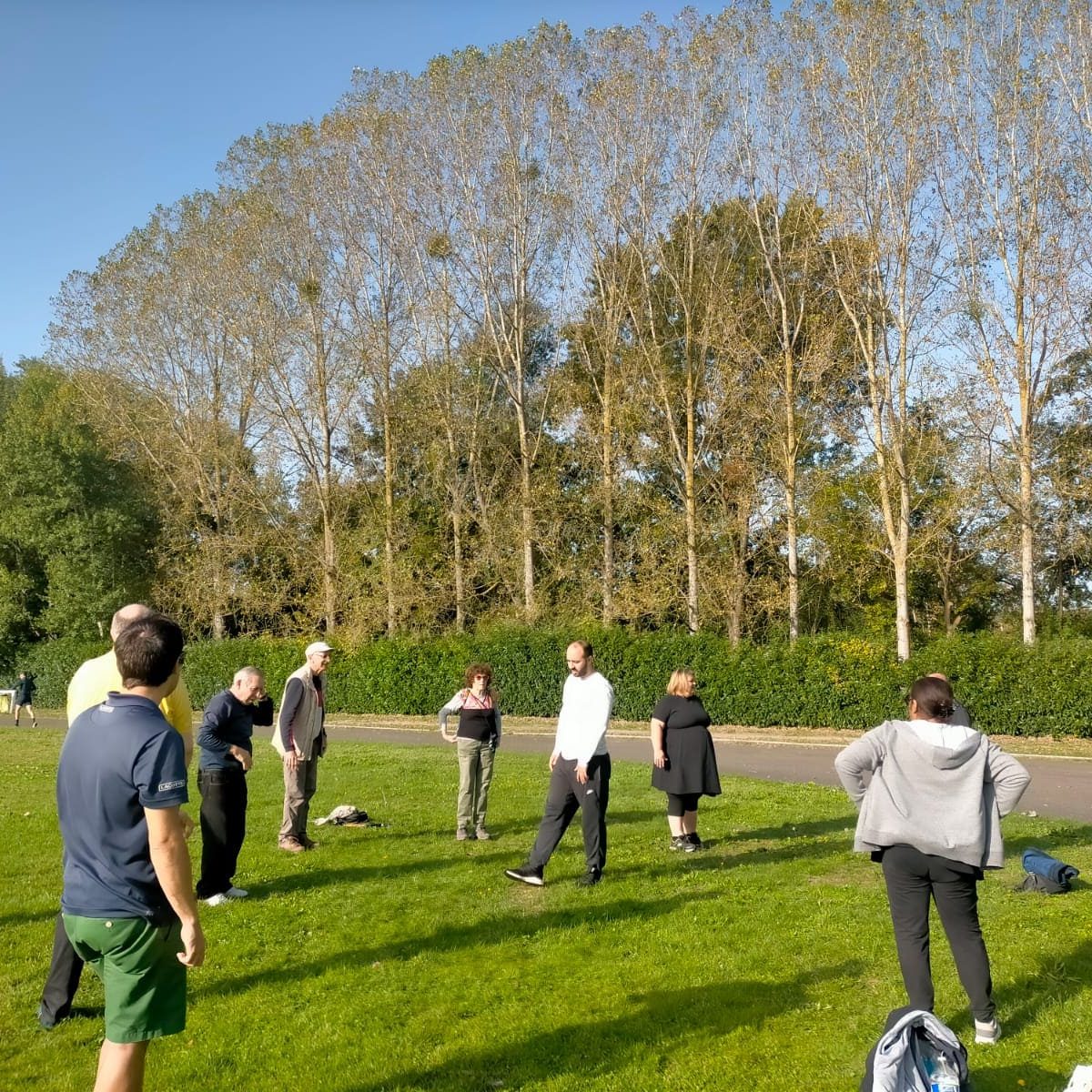 Séance de sports dans un parc